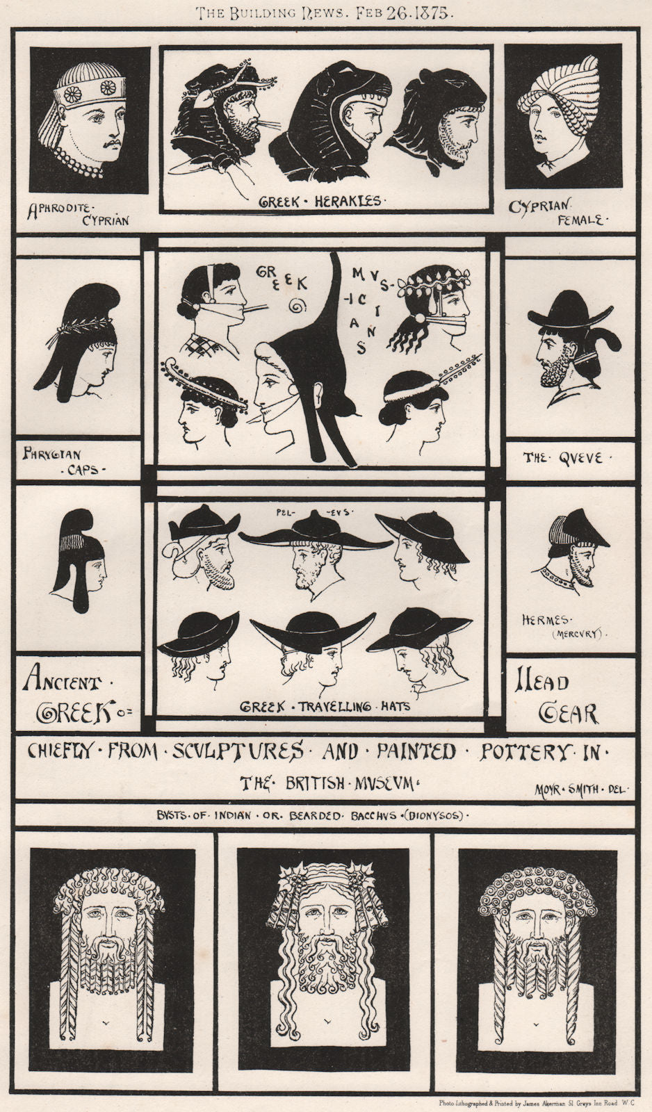 Chiefly from sculptures & painted Pottery in the British Museum 1875 old print